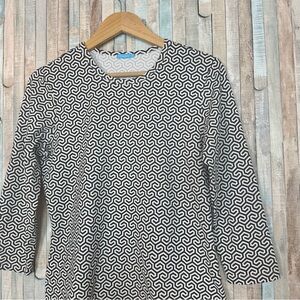 J McLaughlin M Signature Tee T-Shirt Top Catalina Cloth Jersey Geometric Black